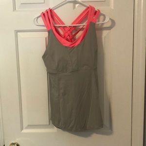 Lululemon 2-in-1 Tank w/ sports bra gray pink